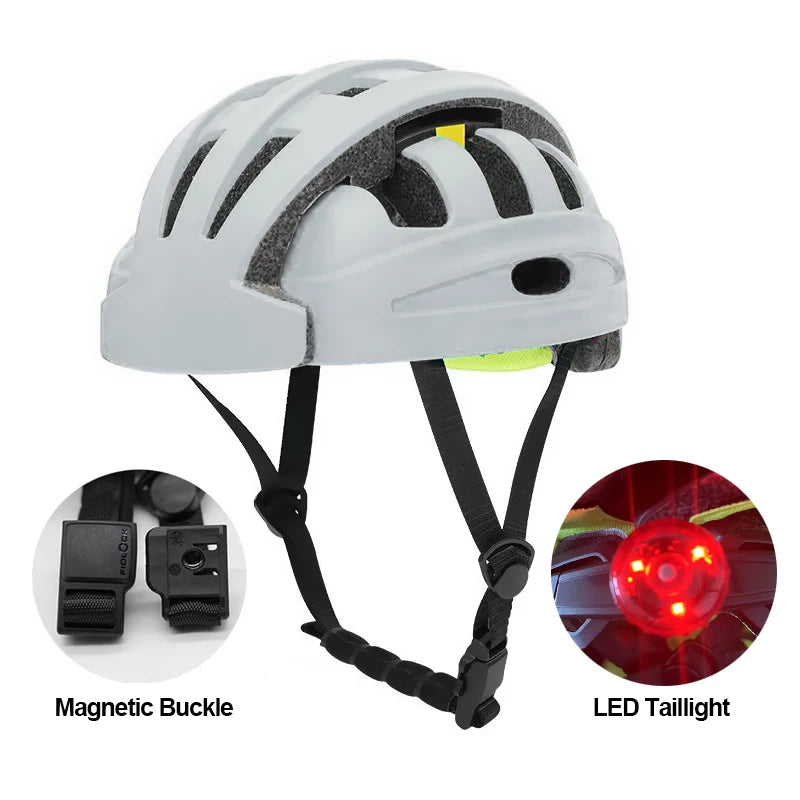 casque velo pliable led urban argent