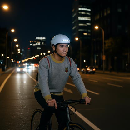casque de velo intelligent lumisafe homme le soir
