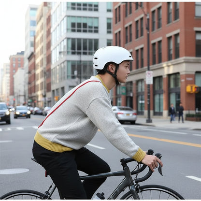 casque de velo intelligent lumisafe homme sur velo
