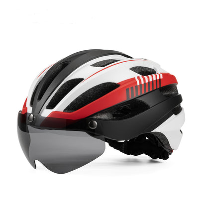 casque velo a visiere ultralight blanc et rouge