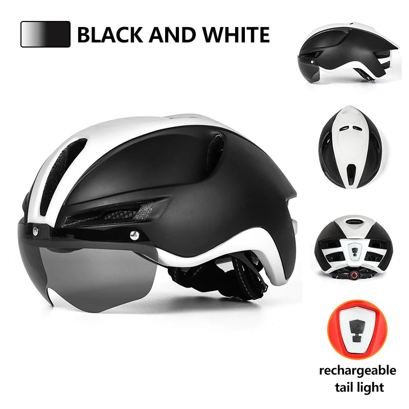 casque velo route ultralight led noir et blanc