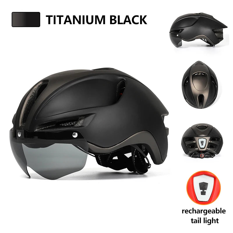 casque velo route ultralight led noir et titanium