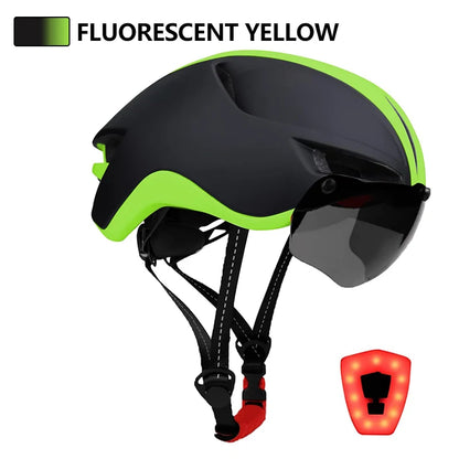casque velo route ultralight led noir et vert