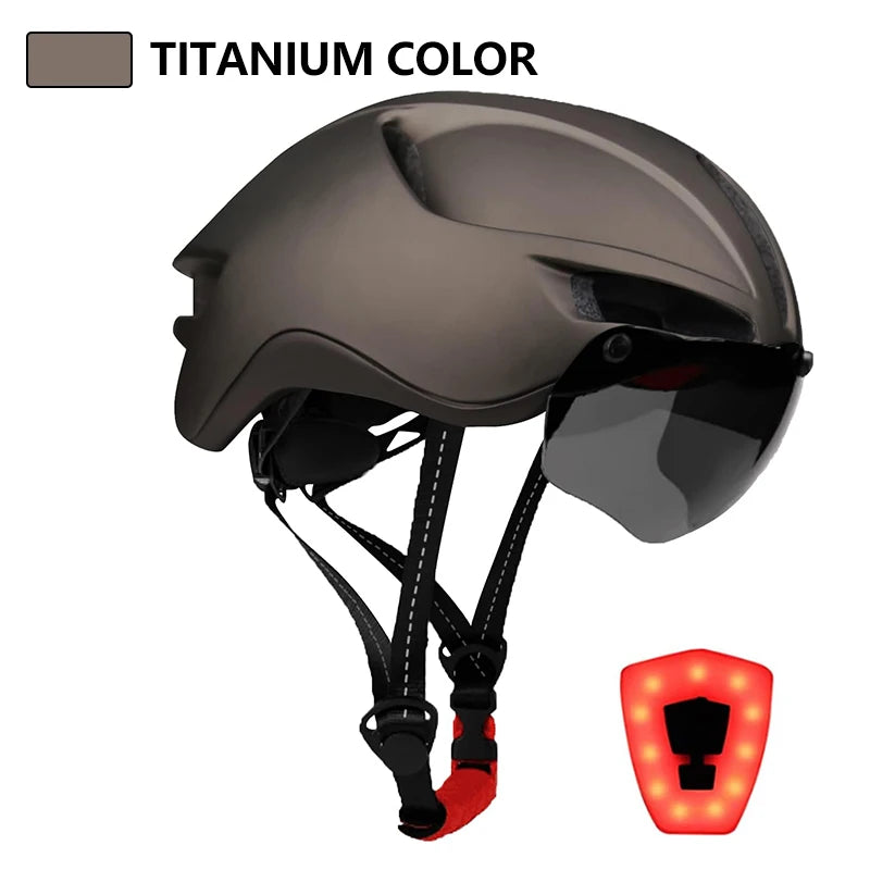 casque velo route ultralight led titanium