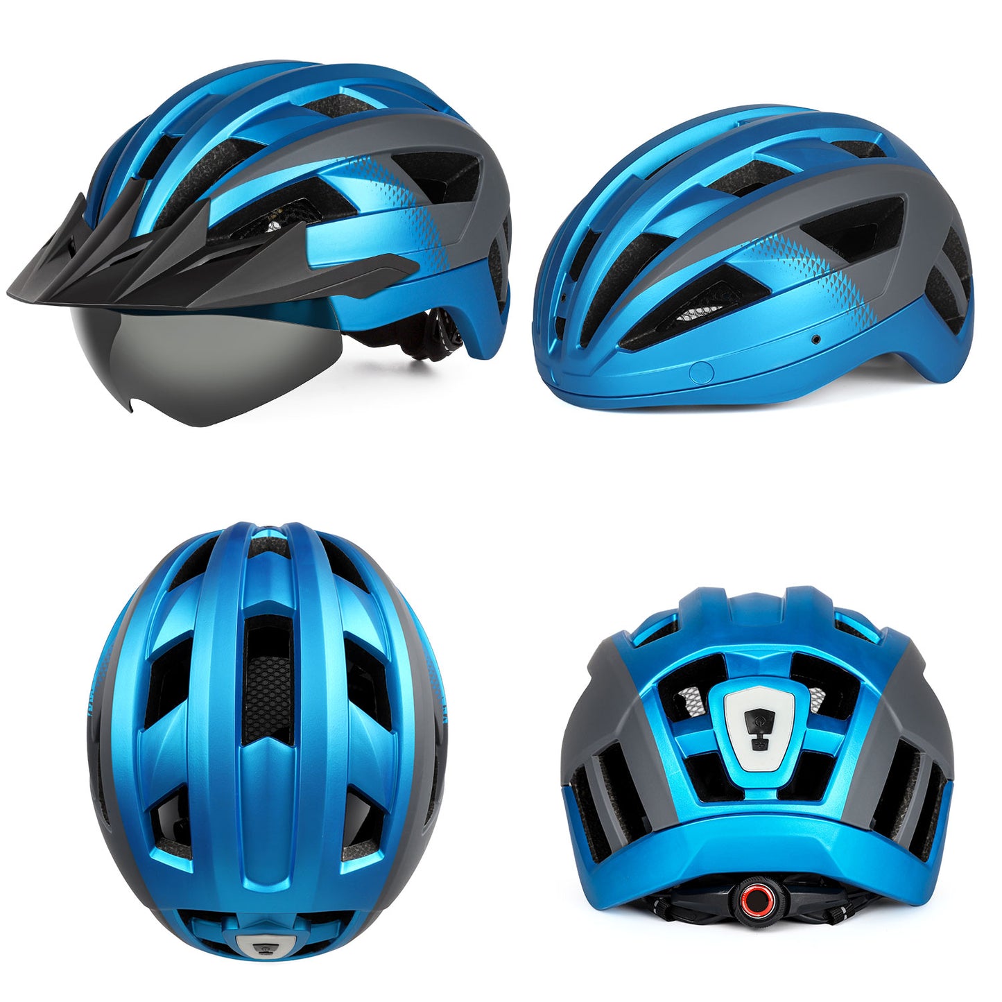 casque velo visiere securite & style bleu vu 360 degre