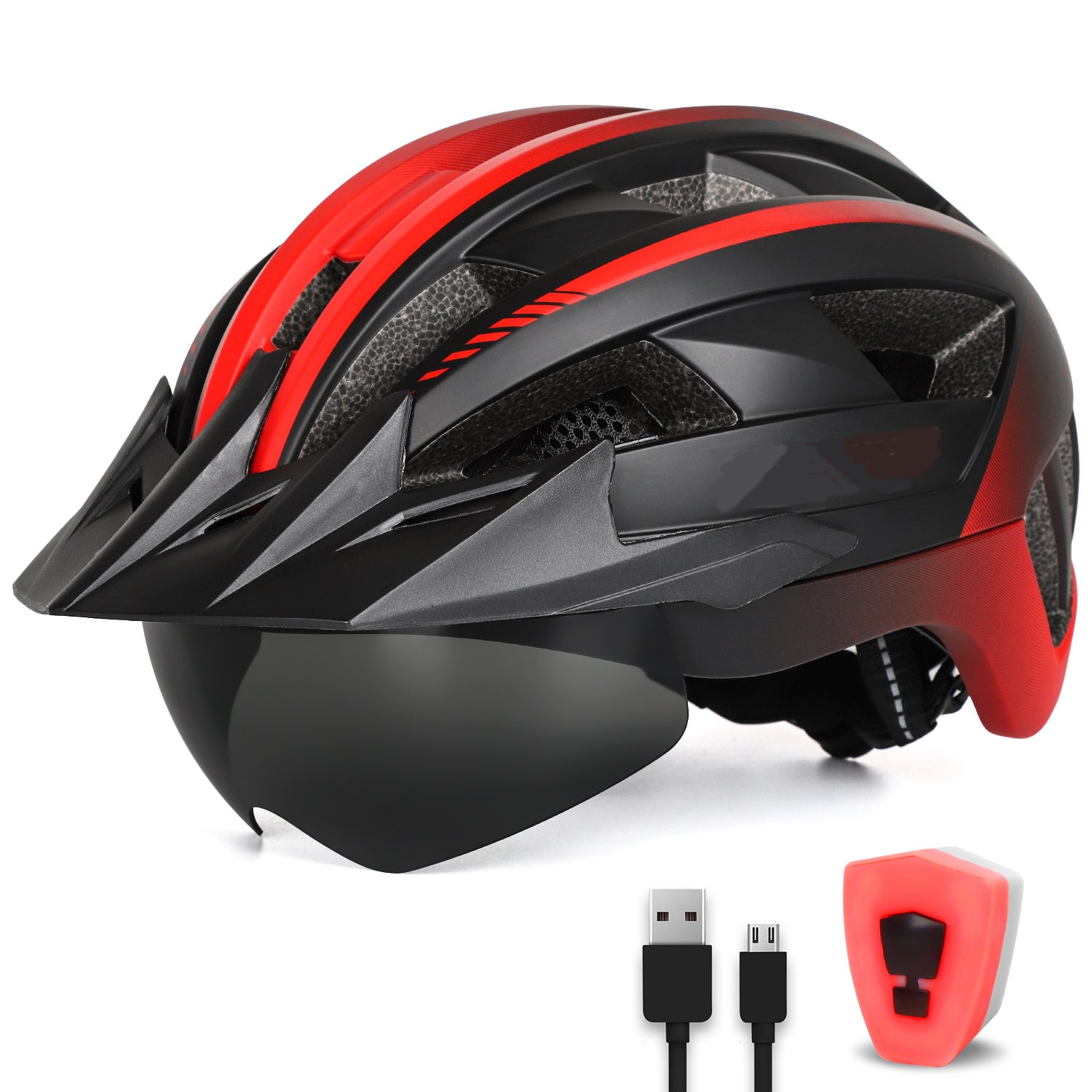casque velo visiere securite & style noir et rouge