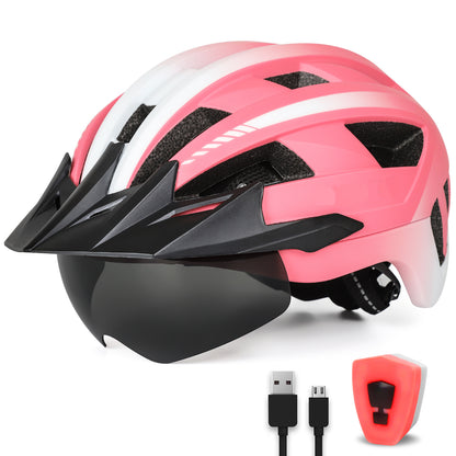 casque velo visiere securite & style rose et blanc