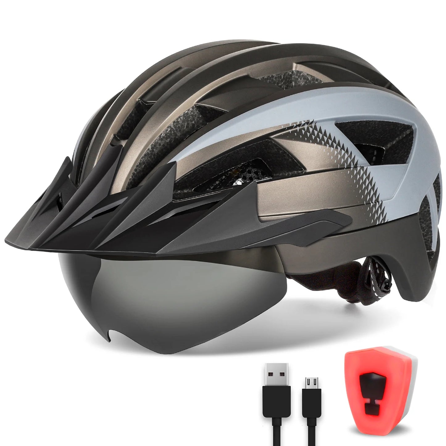 casque velo visiere securite & style titanium et gris