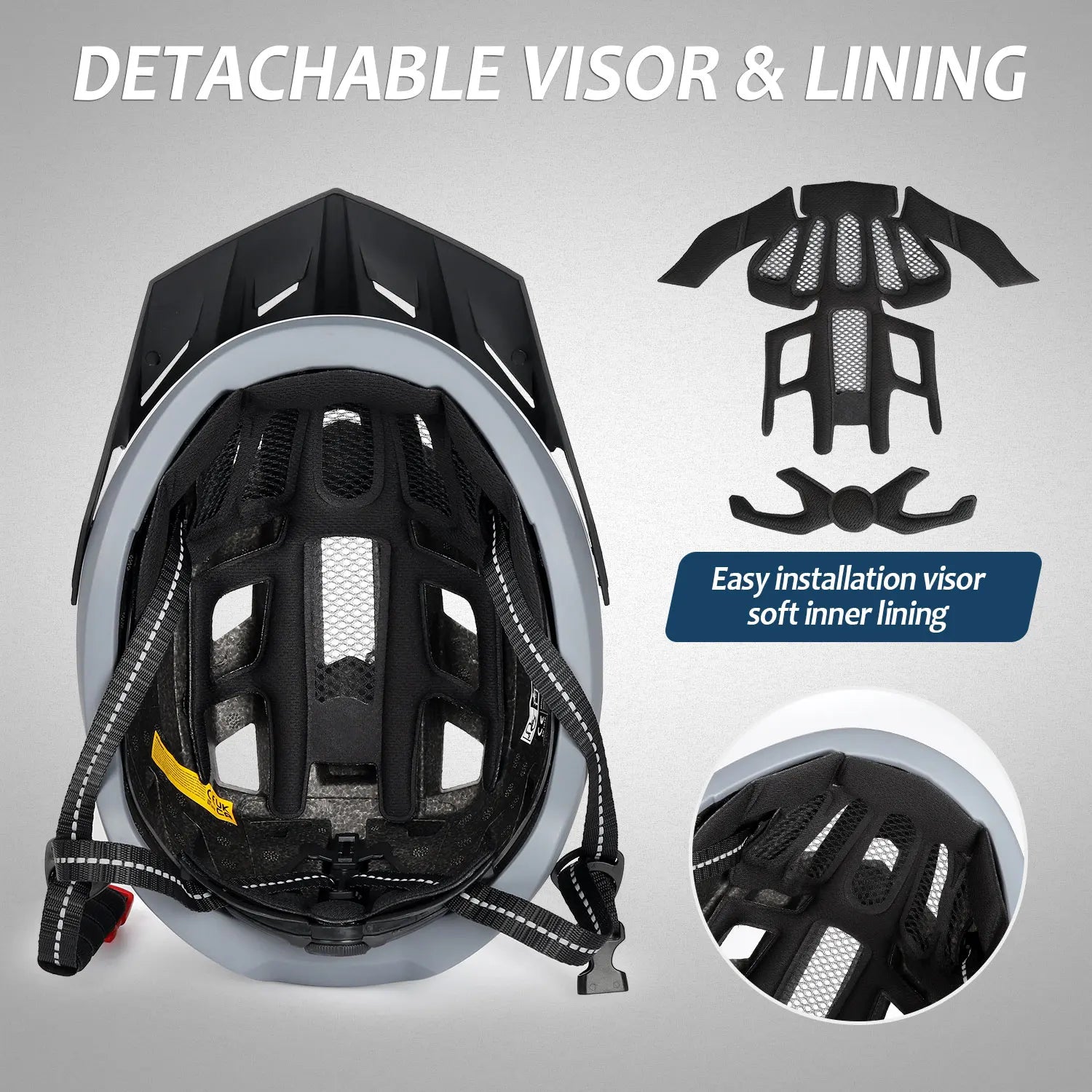 casque velo visiere securite & style visière et doublure amovibles